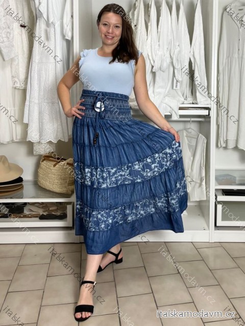 Šaty alá Sukně dlouhá letní dámská STAR (S/M/L ONE SIZE) ITALSKÁ MÓDA IMPEM251111-2/DU S/M/L modrá