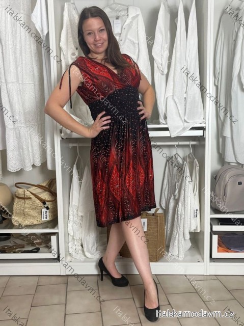 Šaty letné icecool bez rukávu dámske nadrozmer (M/L - XL/XXL ONE SIZE) TALIANSKA MÓDA IMBM259111/DUR M / L červená