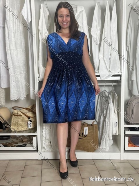 Šaty letní icecool bez rukávu dámské nadrozměr (M/L - XL/XXL ONE SIZE) ITALSKÁ MÓDA IMBM259111/DUR M/L modrá