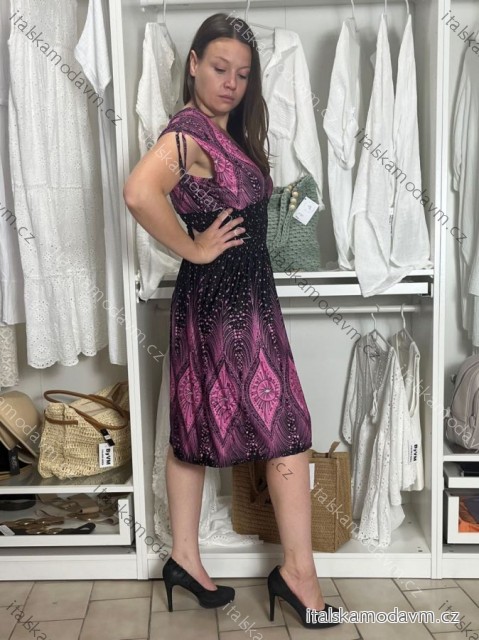 Šaty letní icecool bez rukávu dámské nadrozměr (M/L - XL/XXL ONE SIZE) ITALSKÁ MÓDA IMBM259111/DUR M/L růžová