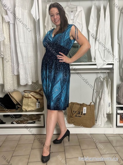 Šaty letné icecool bez rukávu dámske nadrozmer (M/L - XL/XXL ONE SIZE) TALIANSKA MÓDA IMBM259111/DUR M / L tyrkysová