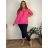 Tunika oversize krátky rukáv dámska nadrozměr GITA (48/50/52 ONE SIZE) TALIANSKA MÓDA IM425314/DU  ružová