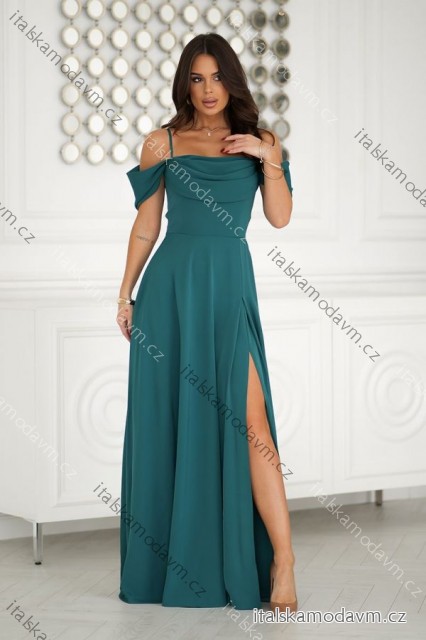 Šaty dlhé spoločenské na ramienka dámske (34-48) POLSKÁ MÓDA PMLBC24320-13/DR