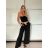 Nohavice dlhé letné s opaskom dámske (S/M/L ONE SIZE) TALIANSKA MÓDA IMM25M12297/DU -   čierna
 -   S/M/L