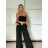 Nohavice dlhé letné s opaskom dámske (S/M/L ONE SIZE) TALIANSKA MÓDA IMM25M12297/DU -   čierna
 -   S/M/L