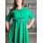 Šaty košeľové letné s opaskom 3/4 dlhý rukáv dámske AGATA (S/M/L ONE SIZE) TALIANSKA MÓDA IMWCP251878/DU zelená S/M/L