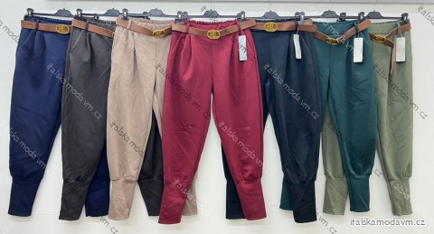 Kalhoty elegantní s páskem dámské nadrozměr (44/46/48 ONE SIZE) ITALSKÁ MÓDA IM425557