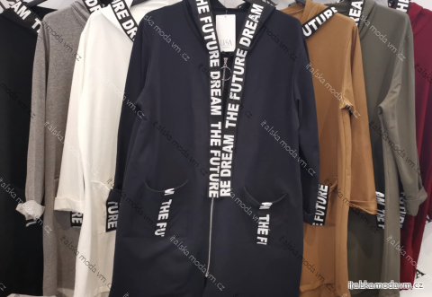 Mikina kabát oversize na zips s kapucňou dlhý rukáv dámsky (S/M/L ONE SIZE) TALIANSKA MÓDA IMPLI259611