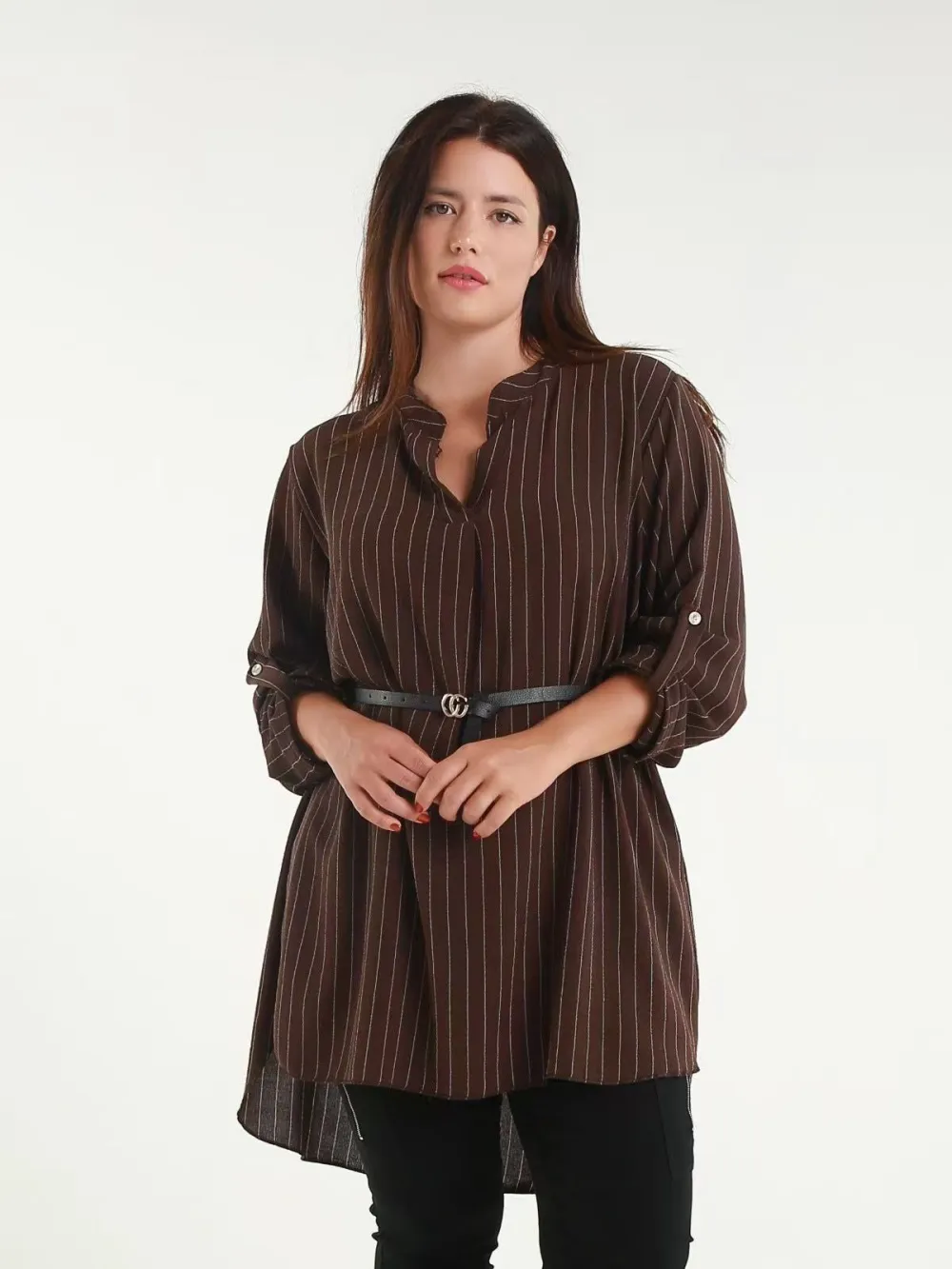 Tunika oversize s páskem 3/4 dlouhý rukáv dámská (S/M/L ONE SIZE) ITALSKÁ MÓDA IMPLI2518231