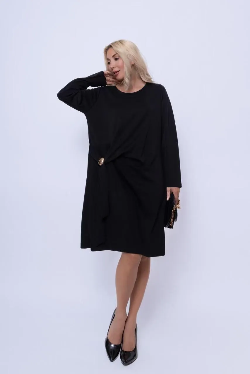 Šaty elegantní dlouhý rukáv dámské (S/M/L ONE SIZE) ITALSKÁ MÓDA IMPLI2550945