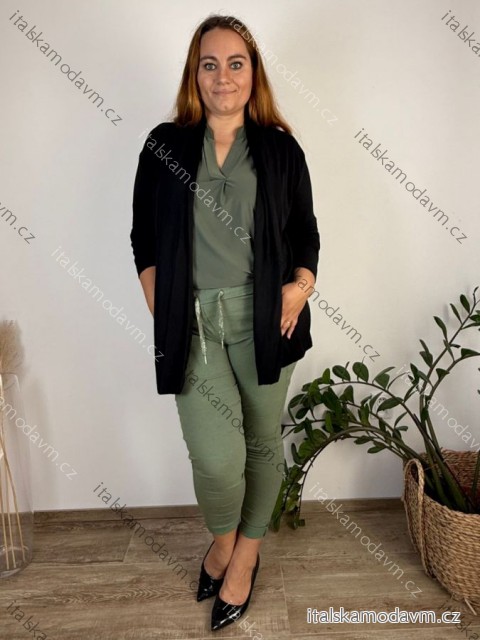 Cardigan dlouhý rukáv dámský nadrozměr FINA (46/48/50 ONE SIZE) ITALSKÁ MÓDA IMSM251124/DU 46/48/50 Černá