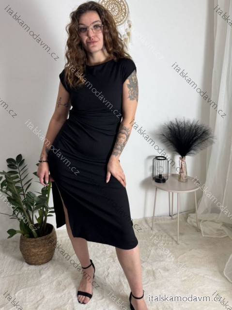 Šaty dlouhé elegantní letní krátký rukáv dámské RAVEN (XS/S/M ONE SIZE) ITALSKÁ MÓDA IMWHD252152/DUR