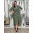Šaty letní mušelínové krátký rukáv dámské JANET (S/M/L ONE SIZE) ITALSKÁ MÓDA IMWGS232579/DU M/L zelená khaki