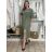 Šaty letní mušelínové krátký rukáv dámské JANET (S/M/L ONE SIZE) ITALSKÁ MÓDA IMWGS232579/DU M/L zelená khaki