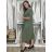 Šaty letní mušelínové krátký rukáv dámské JANET (S/M/L ONE SIZE) ITALSKÁ MÓDA IMWGS232579/DU M/L zelená khaki