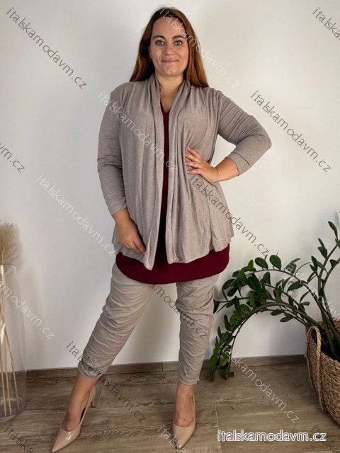 Cardigan dlouhý rukáv dámský nadrozměr FINA (46/48/50 ONE SIZE) ITALSKÁ MÓDA IMSM24ROMA