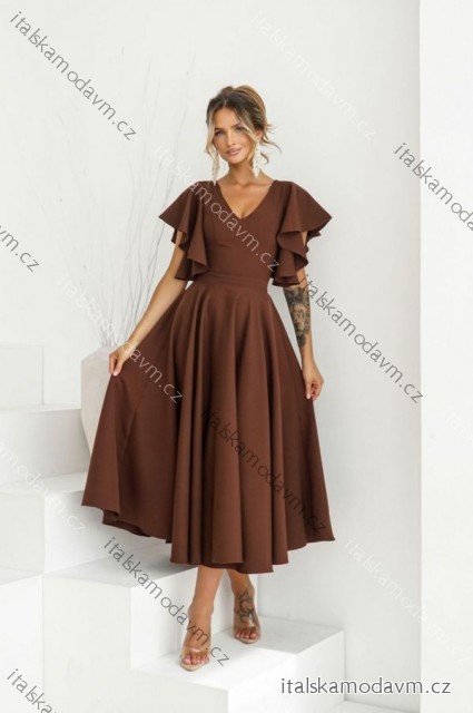 Šaty elegantní krátký rukáv dámské nadrozměr (34-48) POLSKÁ MÓDA PMLWD24LORA-12