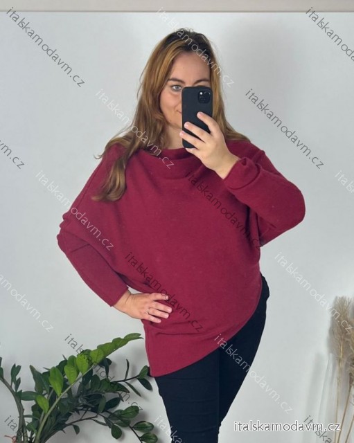 Sveter teplý dlhý rukáv dámsky nadrozmer (56/58 ONE SIZE) TALIANSKA MÓDA IMD24357