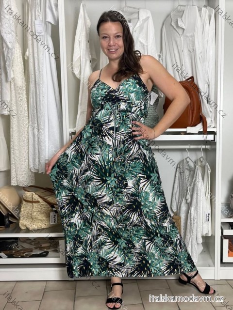 Šaty dlouhé letní na ramínka dámské LOLA (S/M/L ONE SIZE) ITALSKÁ MÓDA IMPEM2455618/DUR