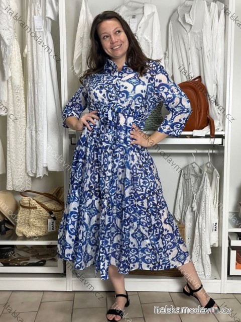 Šaty dlhé letný dlhý rukáv dámske DAINA (S/M/L ONE SIZE) TALIANSKA MÓDA IMPEM24G3205-14/DU