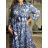 Šaty dlouhé letní dlouhý rukáv dámské DAINA (S/M/L ONE SIZE) ITALSKÁ MÓDA  IMPEM24G3205-14/DU S/M/L modrá