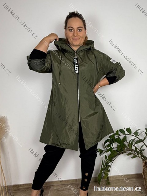 Bunda šusťáková s kapucí dámské nadrozměr Megan (L/XL/2XL/3XL ONE SIZE) ITALSKá MóDA IM4221306/DR 46/48/50 Khaki