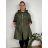 Bunda šusťáková s kapucí dámské nadrozměr Megan (L/XL/2XL/3XL ONE SIZE) ITALSKá MóDA IM4221306/DR 46/48/50 Khaki