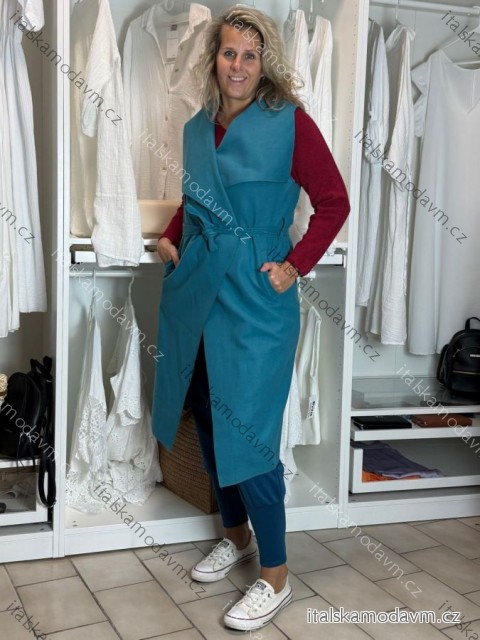 Vesta flauš bez rukávů dámská (M/L ONE SIZE) ITALSKÁ MÓDA IMD22900/DR petrolejová M/L