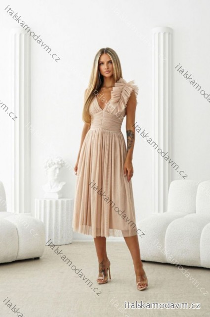 Šaty elegantné bez rukávu dámske nadrozmer (34-42) POLSKÁ MÓDA PMLWD25OLIVIA