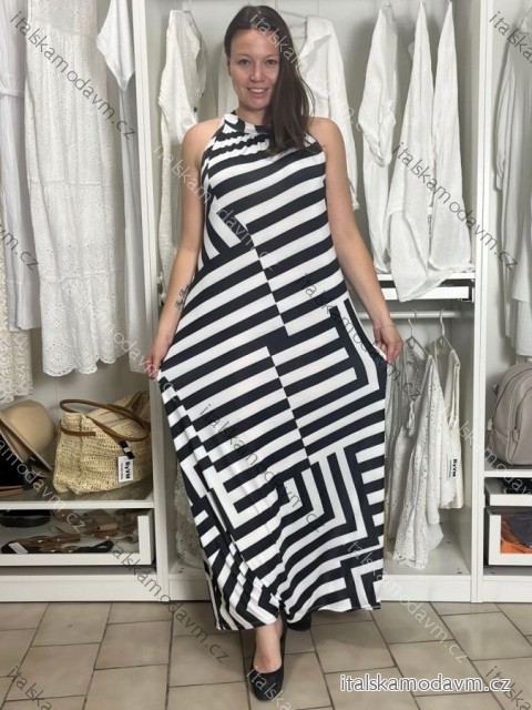 Šaty dlhé letné bez rukávov dámske BENNY  (S/M/L ONE SIZE) TALIANSKA MÓDA IMM25M29421/DU S/M/L biela