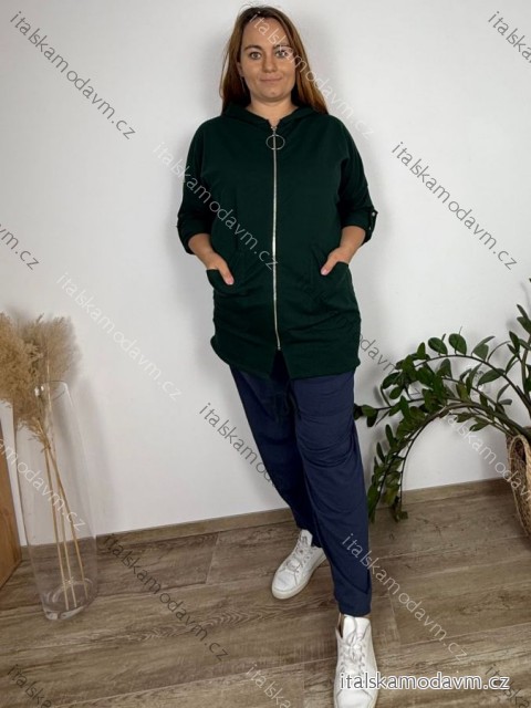 Mikina na zips s kapucňou dlhý rukáv dámska nadrozmer (3XL/4XL ONE SIZE) TALIANSKA MóDA IM423048/DU