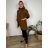 Bunda/Kabát dlouhý oversize rukáv dámská (S/M/L ONE SIZE) ITALSKÁ MODA IM4211311/DUR tm. hnědá S/M/L