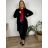 Cardigan s kapucí dlhý rukáv dámsky nadrozmer (42/44/46 ONE SIZE) TALIANSKA MÓDA IMSM251132/DR černá 42/44/46
