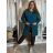 Cardigan s kapucí dlhý rukáv dámsky nadrozmer (42/44/46 ONE SIZE) TALIANSKA MÓDA IMSM251132/DR  42/44/46 modrá petrolejová