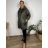 Bunda jesenný dlhý rukáv dámska nadrozmer (54/56/58 ONE SIZE) TALIANSKA MÓDA IM425506/DU 54/56/58 zelená khaki