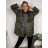 Bunda jesenný dlhý rukáv dámska nadrozmer (54/56/58 ONE SIZE) TALIANSKA MÓDA IM425506/DU 54/56/58 zelená khaki