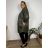 Bunda jesenný dlhý rukáv dámska nadrozmer (54/56/58 ONE SIZE) TALIANSKA MÓDA IM425506/DU 54/56/58 zelená khaki