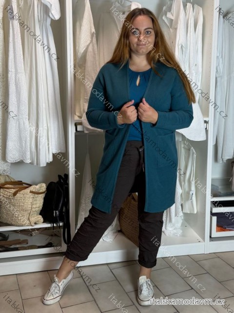 Cardigan s kapucí dlhý rukáv dámsky nadrozmer (42/44/46 ONE SIZE) TALIANSKA MÓDA IMSM251132