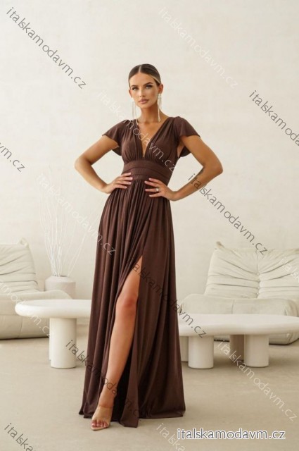 Šaty dlhé spoločenské krátky rukáv dámske nadrozmer (34-50) POLSKÁ MÓDA PMLWD24GABRIELA22