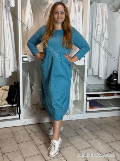 Šaty volnočasové dlhý rukáv dámske nadrozmer EVA (46/48/50 ONE SIZE) TALIANSKA MÓDA IM4251136/DR