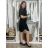 Šaty krátke košeľové 3/4 rukáv dámske (S/M/L ONE SIZE) TALIANSKA MÓDA IMD251111/DU S/M/L čierna