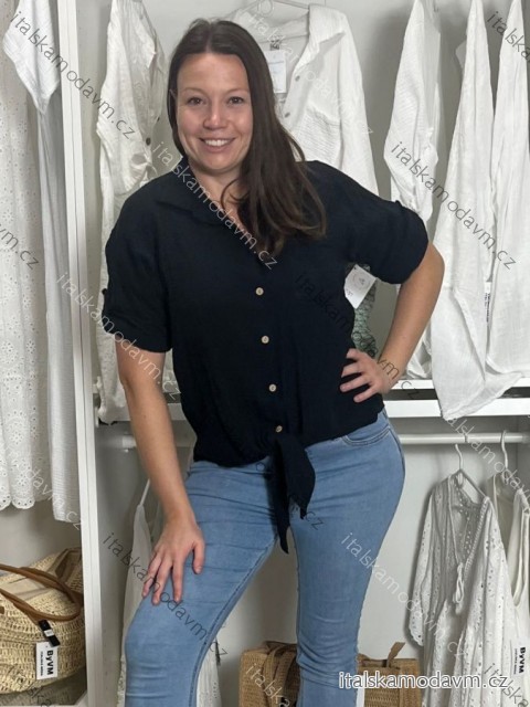Košile oversize 3/4 rukáv mušelín dámská VANDA (S/M/L ONE SIZE) ITALSKÁ MÓDA IMWMY251111/DU