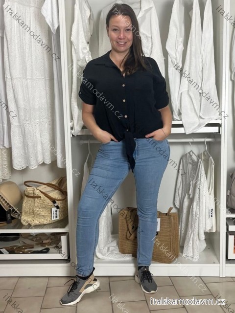 Košile oversize 3/4 rukáv mušelín dámská VANDA (S/M/L ONE SIZE) ITALSKÁ MÓDA IMWMY251111/DU S/M/L Černá