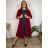 Cardigan dlhý bavlnený 3/4 dlhý rukáv dámsky nadrozmer (52/54/56 ONE SIZE) TALIANSKA MÓDA IM425550/DUR  vínová