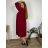 Cardigan dlhý bavlnený 3/4 dlhý rukáv dámsky nadrozmer (52/54/56 ONE SIZE) TALIANSKA MÓDA IM425550/DUR  vínová
