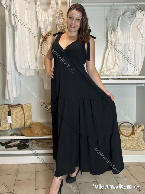 Šaty dlouhé letní bez rukávu dámské RICKY (M/L/XL ONE SIZE) ITALSKÁ MÓDA IMD252534/DU černá M/L/XL