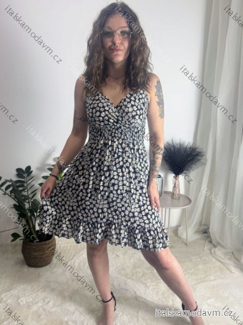 Šaty letné krátké na ramínka dámske (S/M-LXL) IMB25V162/DR tmavě modrá L/XL