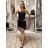 Šaty mini letné pletené na ramienka dámske (XS/S/M ONE SIZE) TALIANSKA MóDA IMM252471/DU XS/S/M čierna