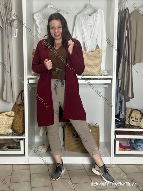 Cardigan  dlouhý rukáv dámský nadrozměr (42/44/46 ONE SIZE) ITALSKÁ MÓDA IMSM251132/DR