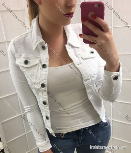 Bunda riflová jeans dámska (S-2xl) MOON GIRL MOG25GY1335B/DUR bílá 2XL